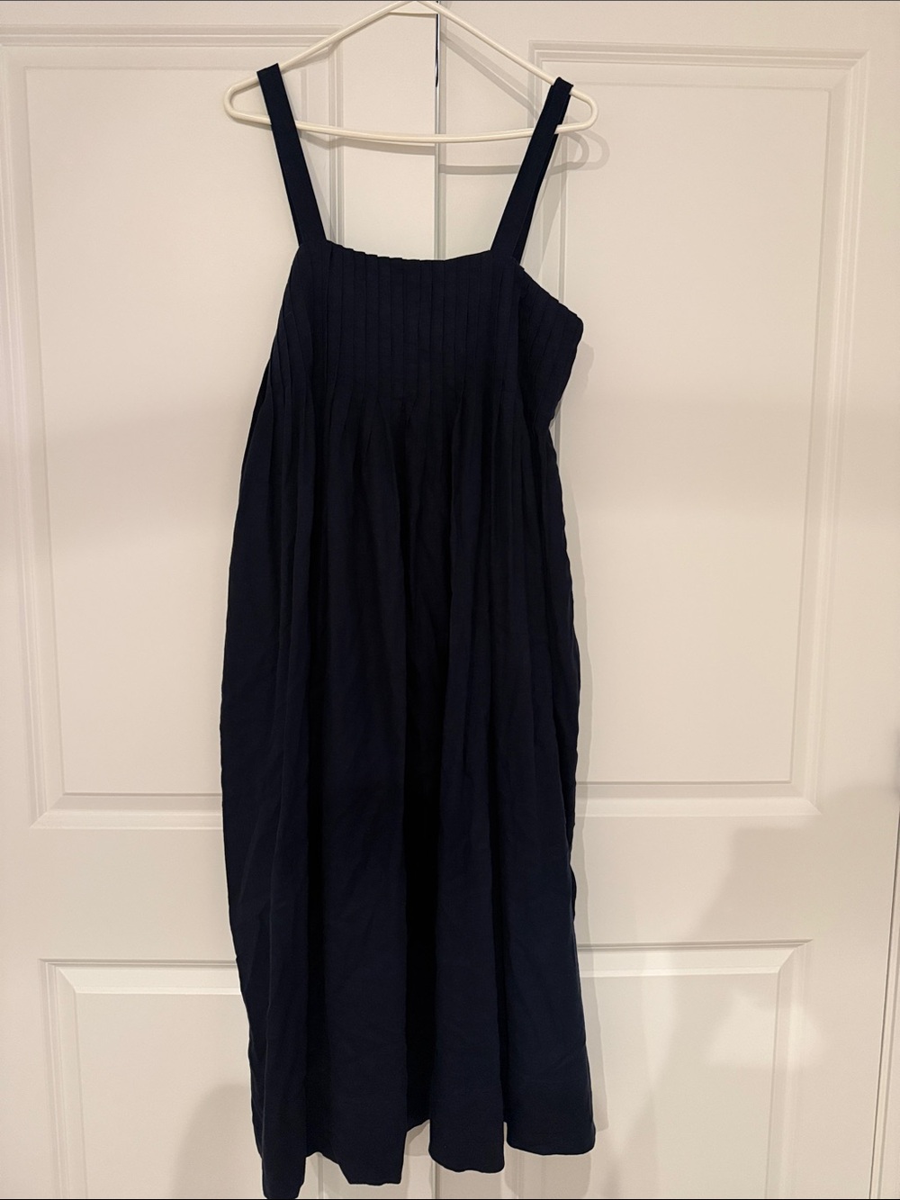 Banana Republic Navy Linene Sleeveless Maxi Dress with Square Neckline